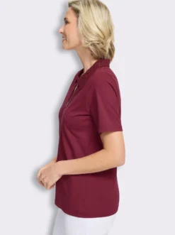 Poloshirt mit Lochstickerei