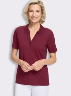 Poloshirt mit Lochstickerei