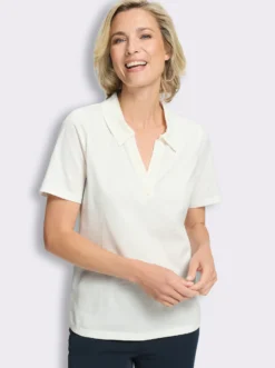 Poloshirt mit Lochstickerei