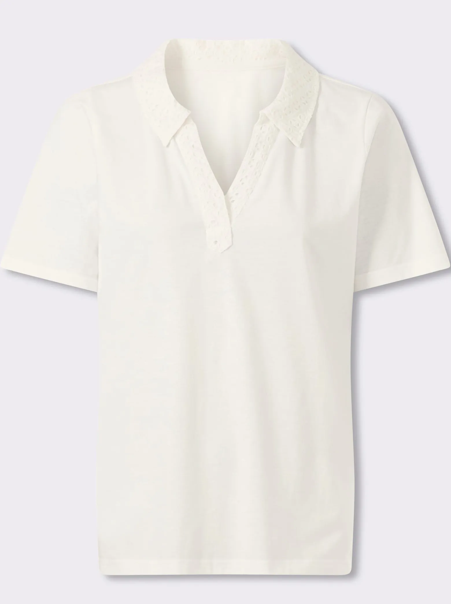 Poloshirt mit Lochstickerei