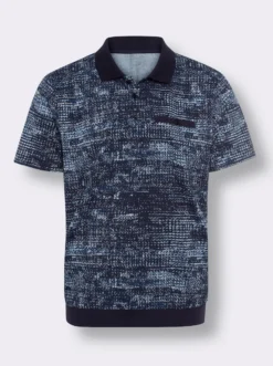 Poloshirt mit Melange-Druck