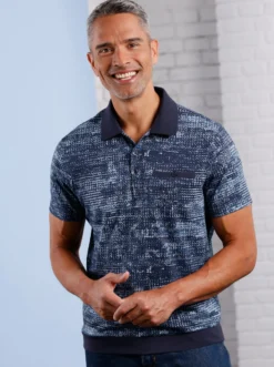 Poloshirt mit Melange-Druck