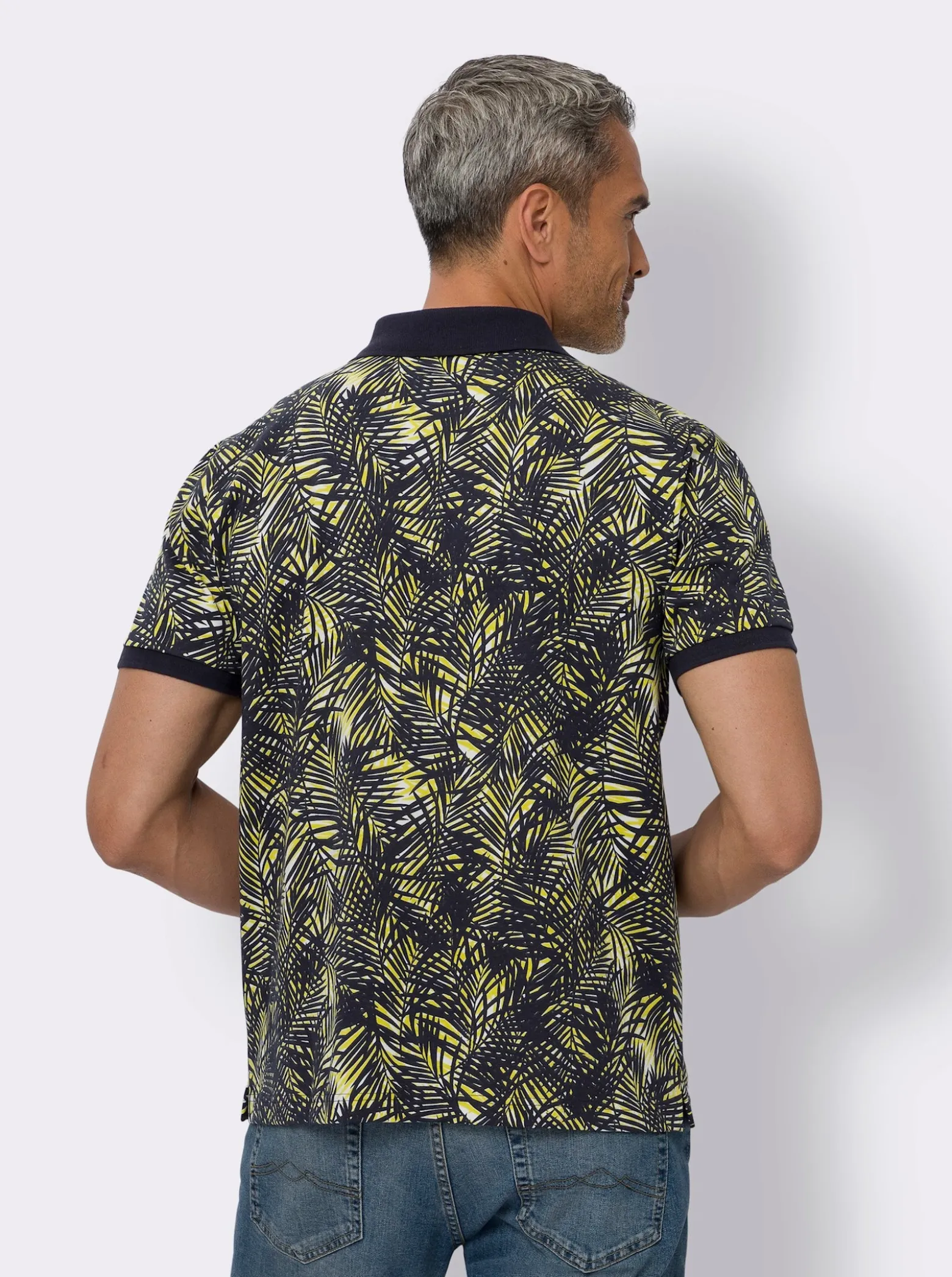 Poloshirt mit Palmen-Print