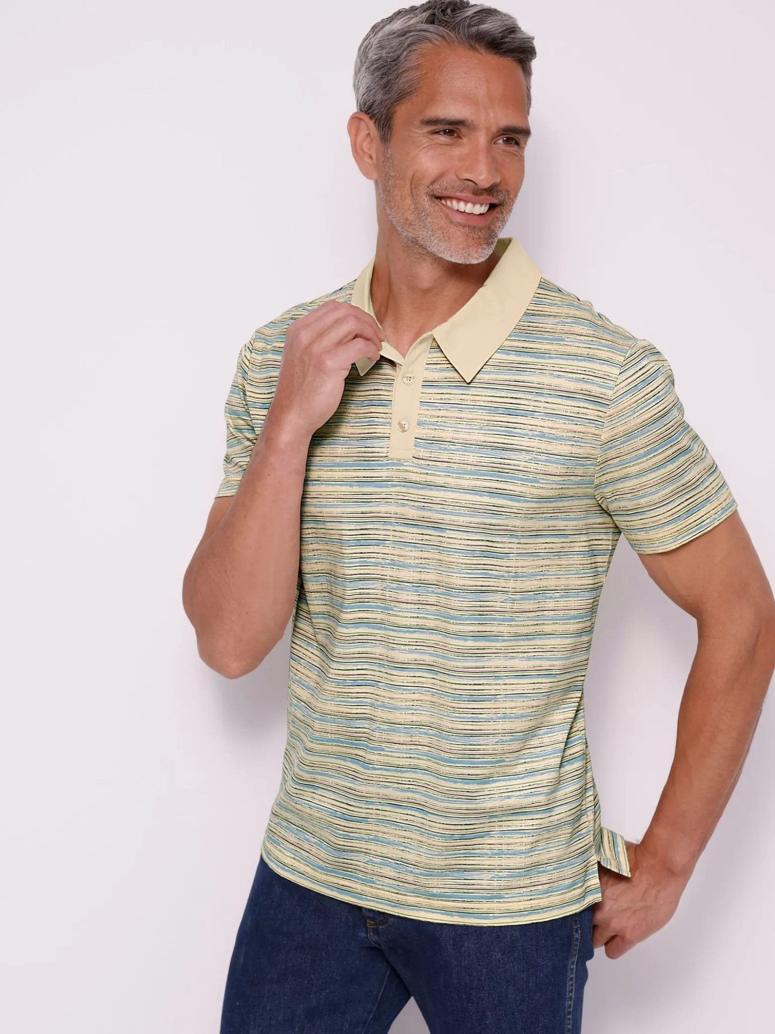 Poloshirt mit Ringel-Muster, Baumwolle