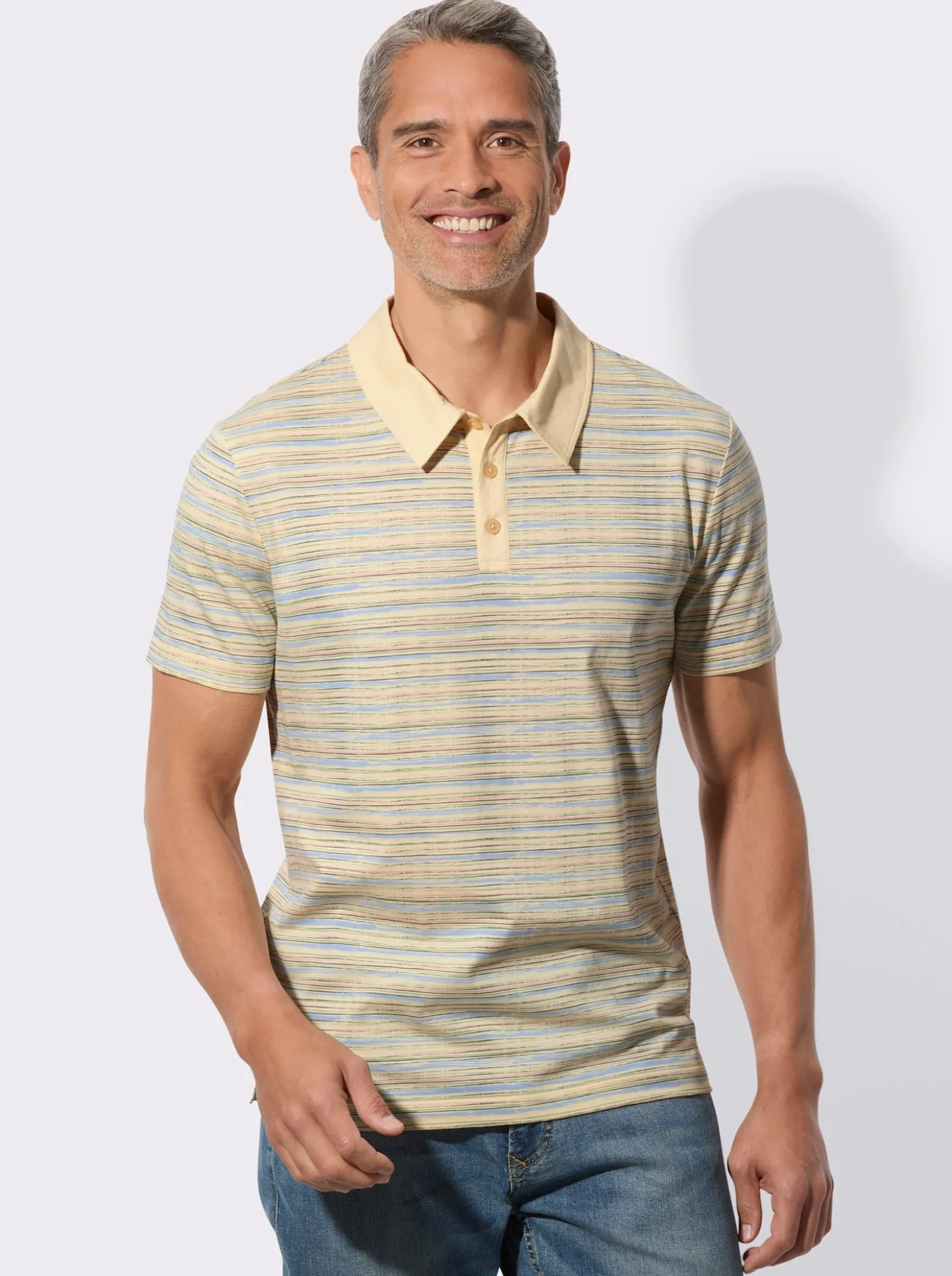 Poloshirt mit Ringel-Muster, Baumwolle