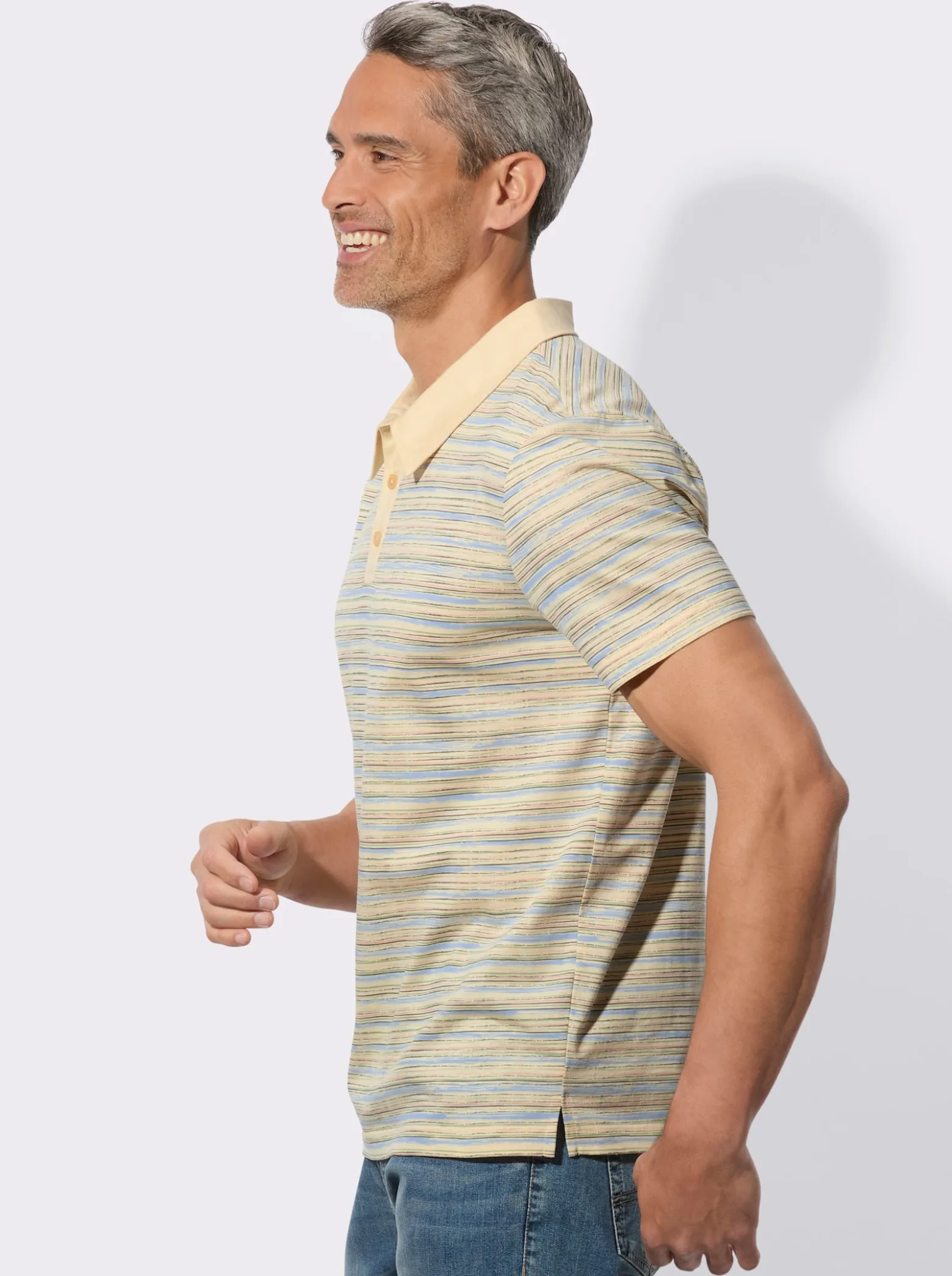 Poloshirt mit Ringel-Muster, Baumwolle