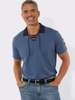 Poloshirt mit Schnürung am Ausschnitt