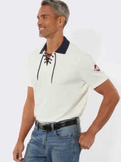 Poloshirt mit Schnürung am Ausschnitt