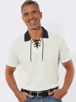 Poloshirt mit Schnürung am Ausschnitt