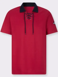 Poloshirt mit Schnürung am Ausschnitt