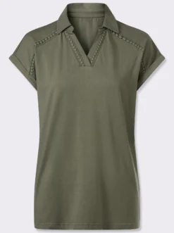 Poloshirt mit Spitzenborte