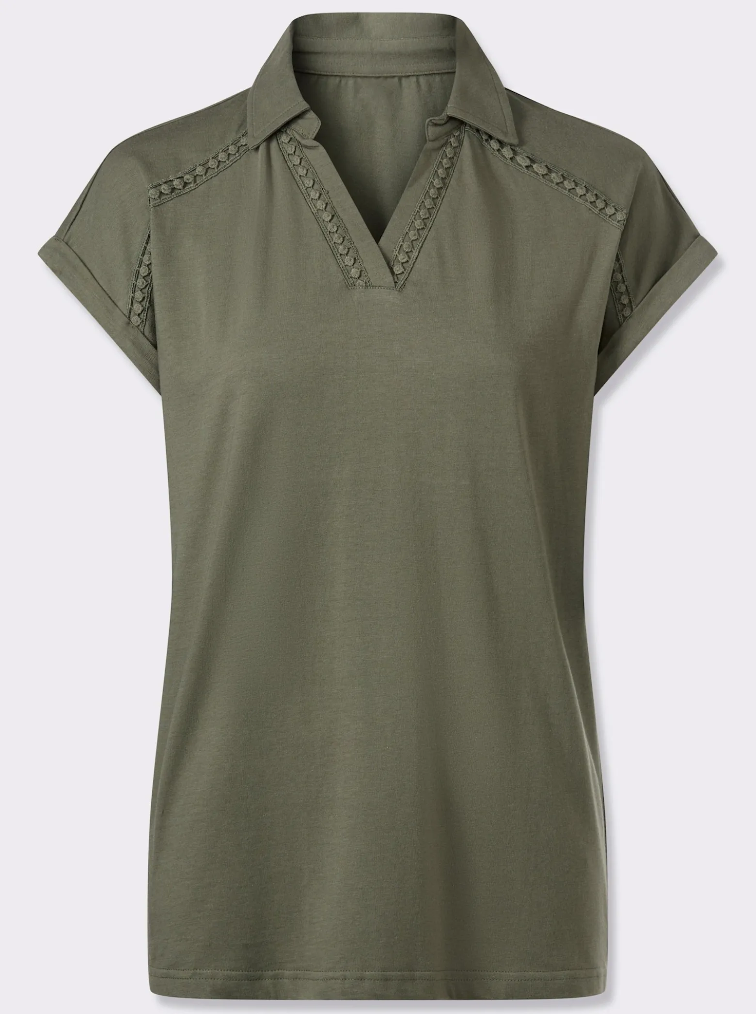 Poloshirt mit Spitzenborte