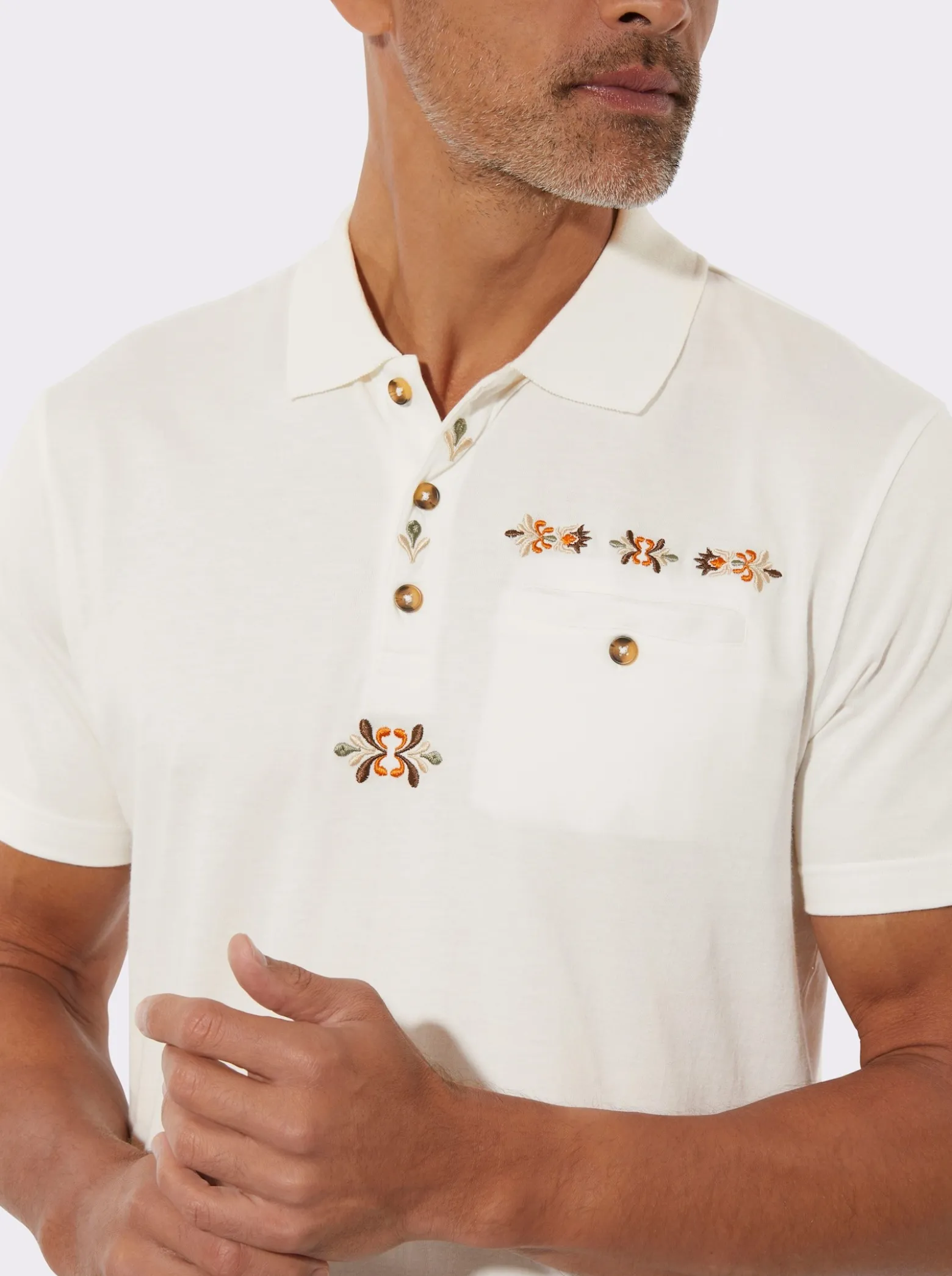 Poloshirt mit Trachtenstickerei