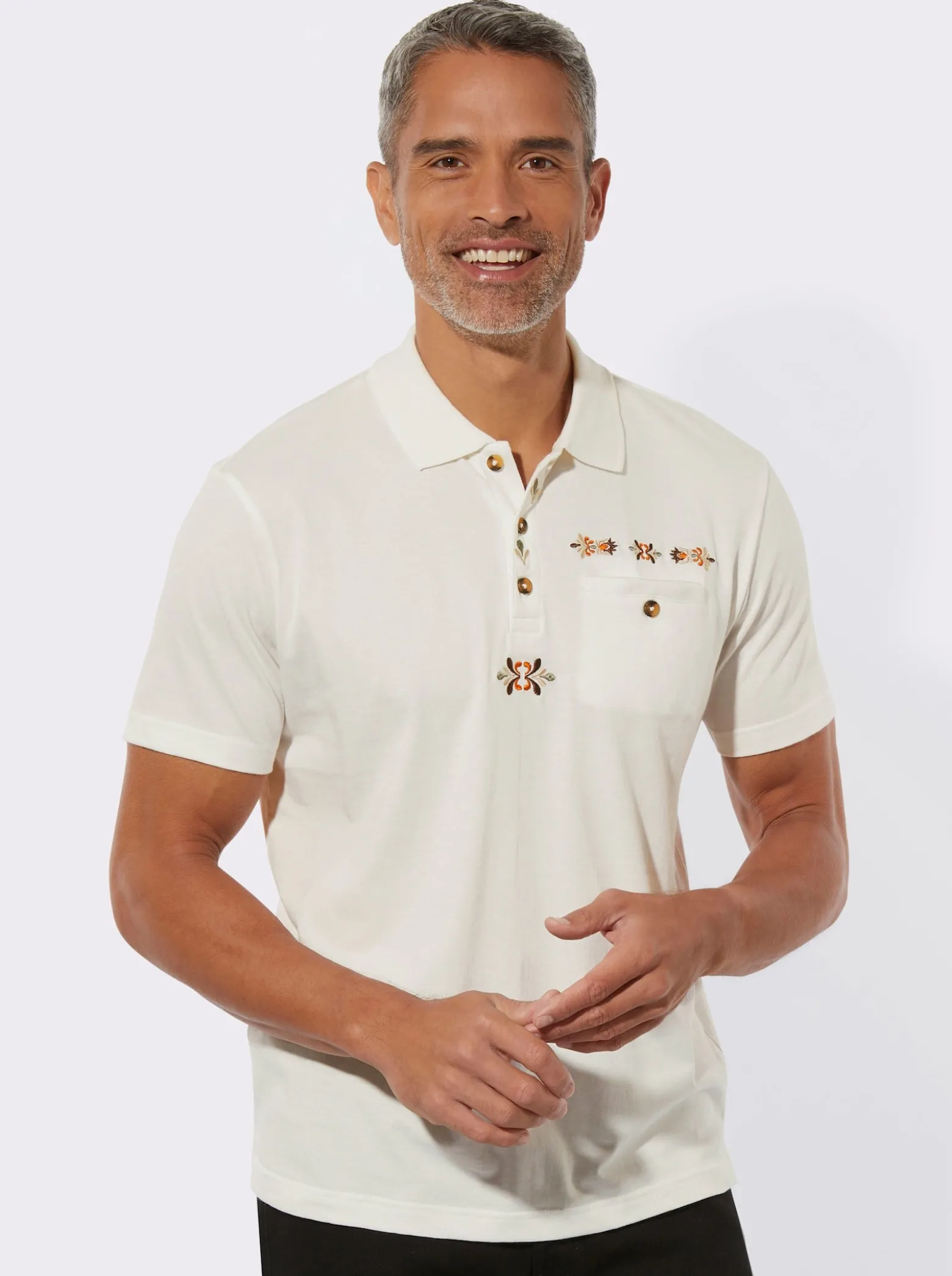 Poloshirt mit Trachtenstickerei