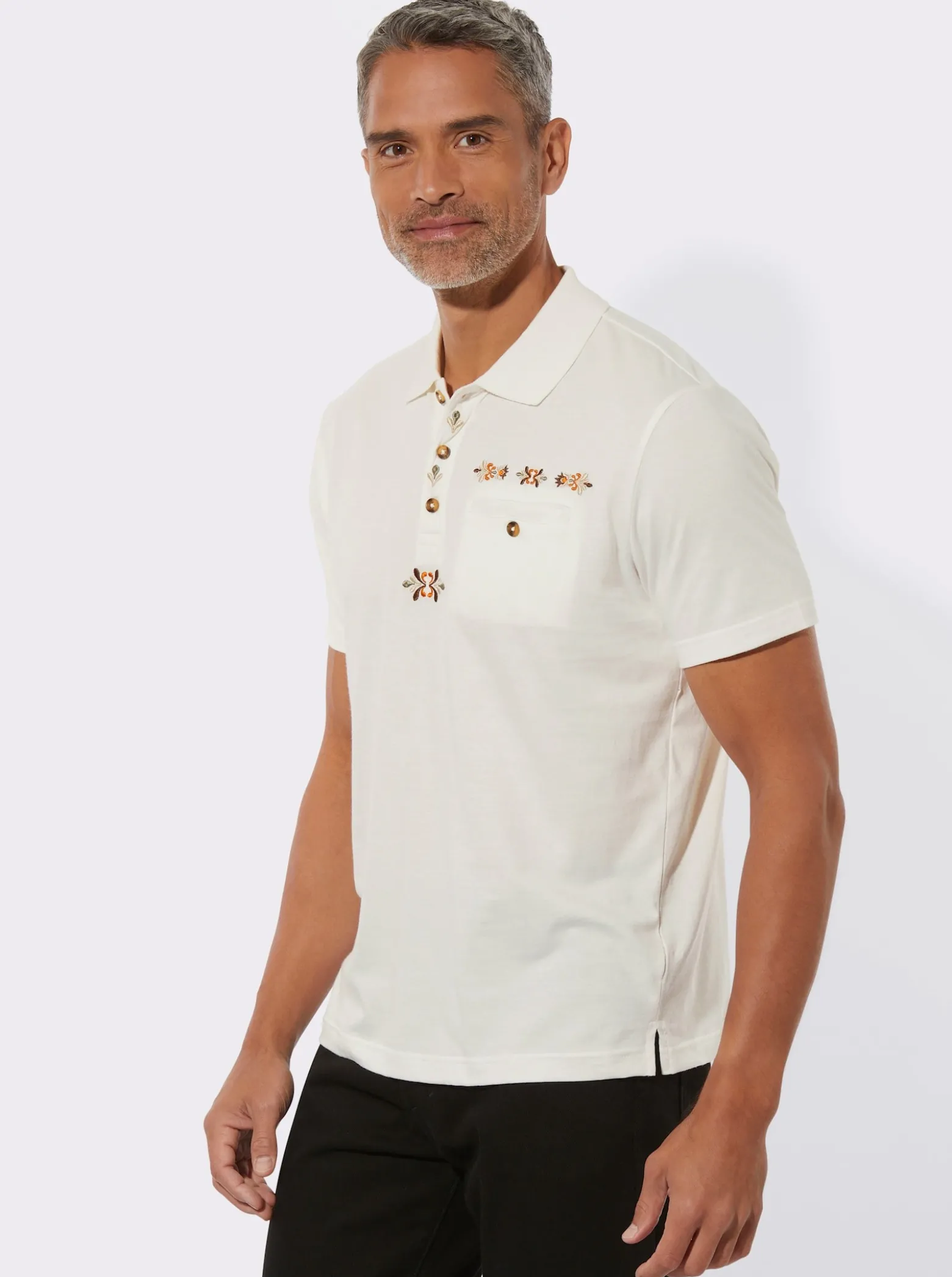 Poloshirt mit Trachtenstickerei