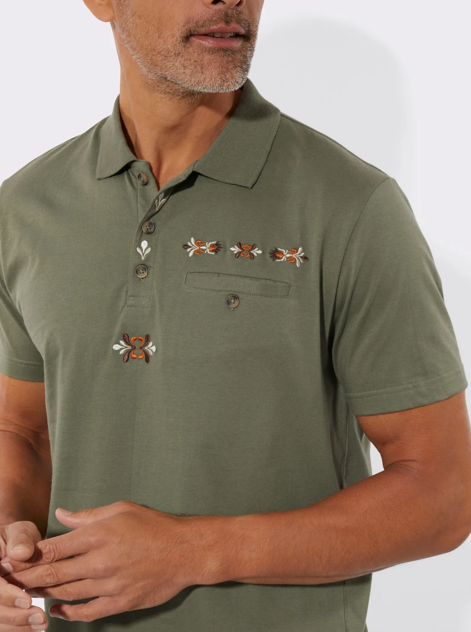 Poloshirt mit Trachtenstickerei