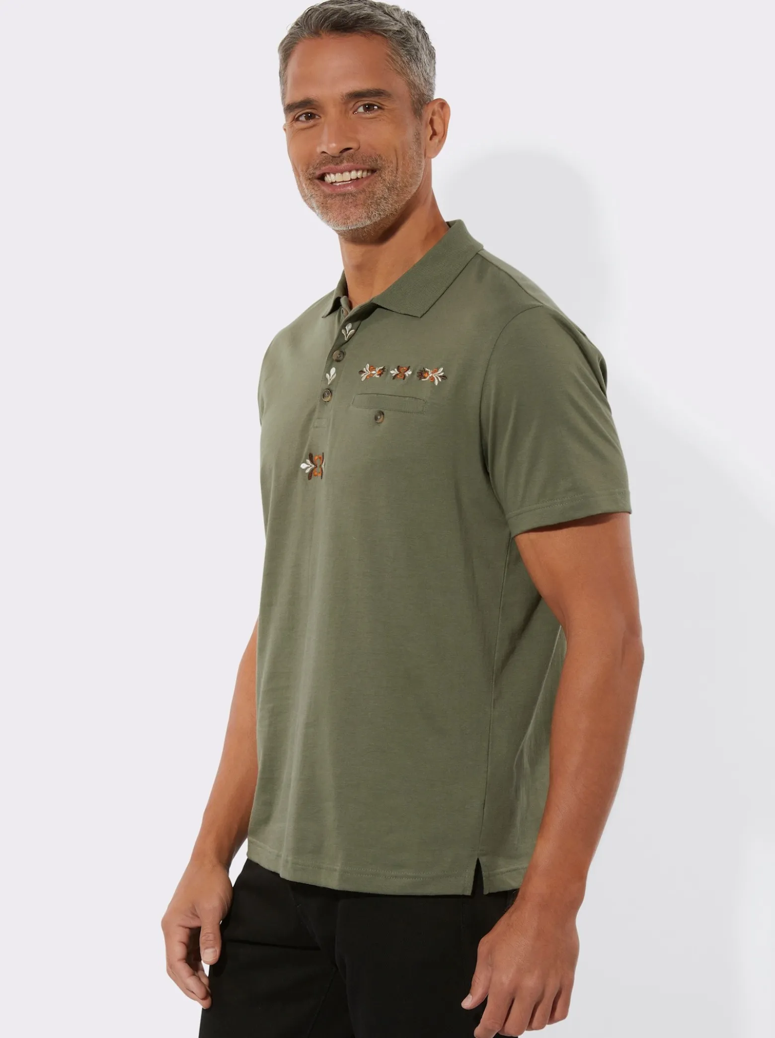 Poloshirt mit Trachtenstickerei
