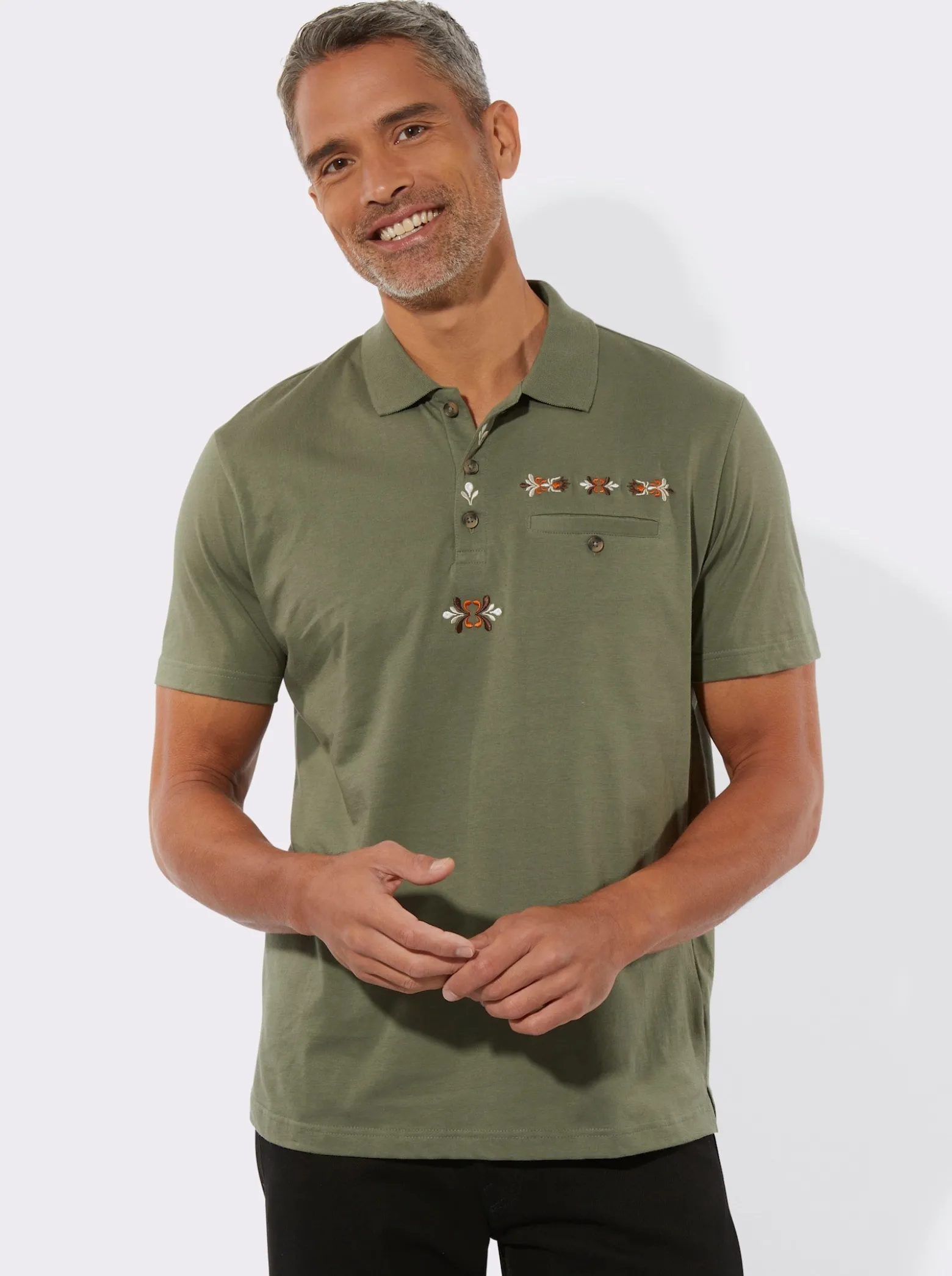 Poloshirt mit Trachtenstickerei