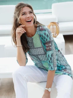 Print-Shirt im Patchwork-Optik