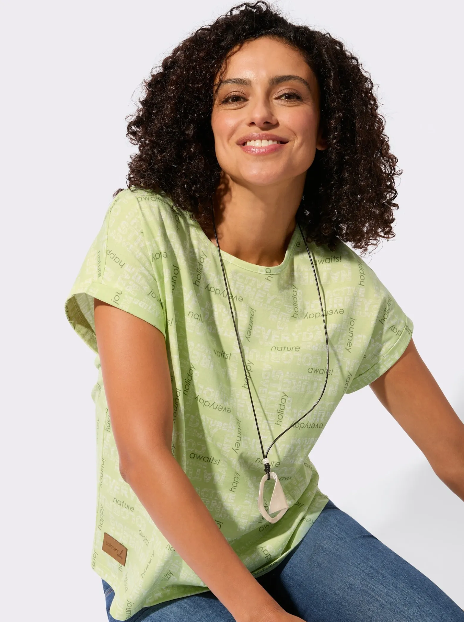 Print-Shirt mit überschnittenen Schultern