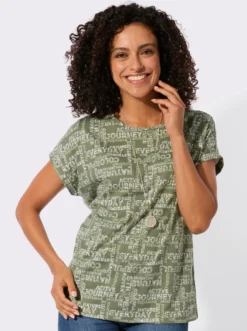 Print-Shirt mit überschnittenen Schultern
