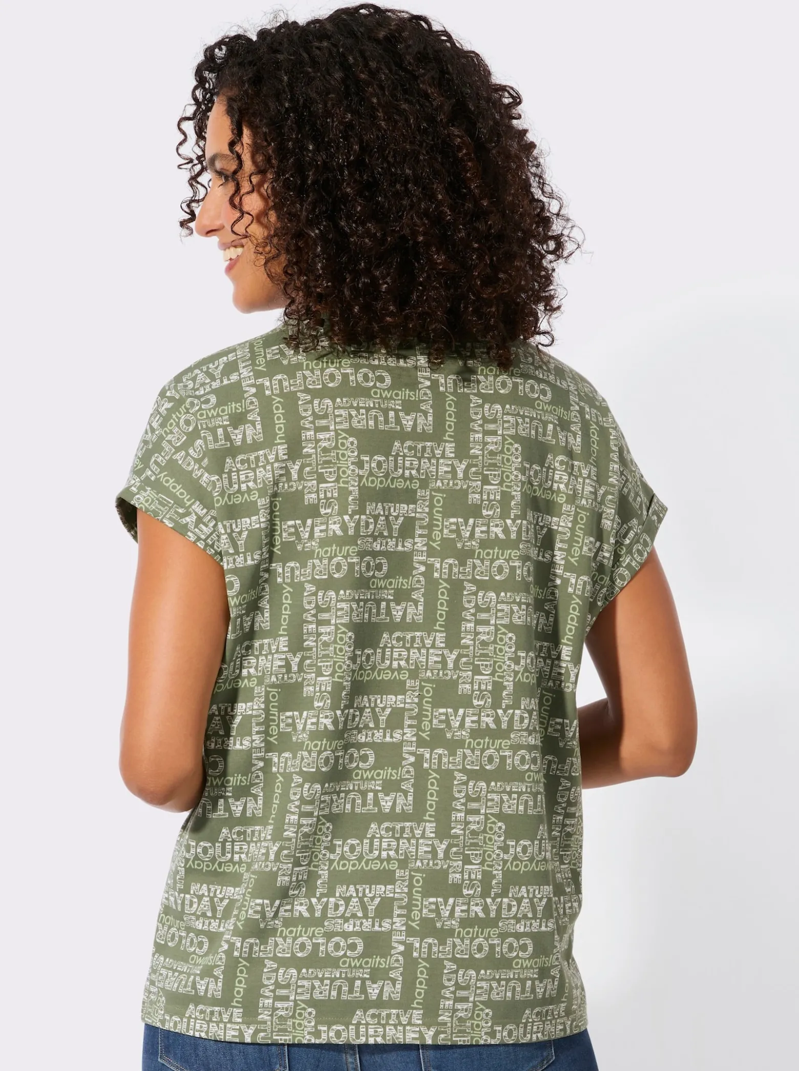 Print-Shirt mit überschnittenen Schultern