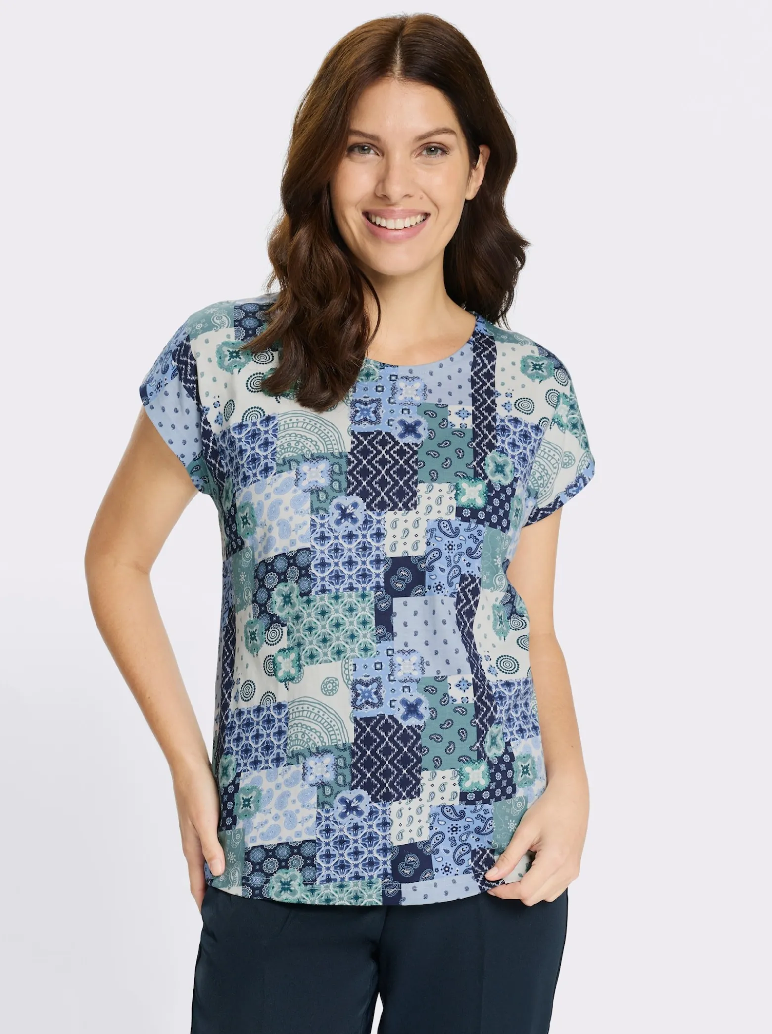 Print-Shirt mit überschnittenen Schultern