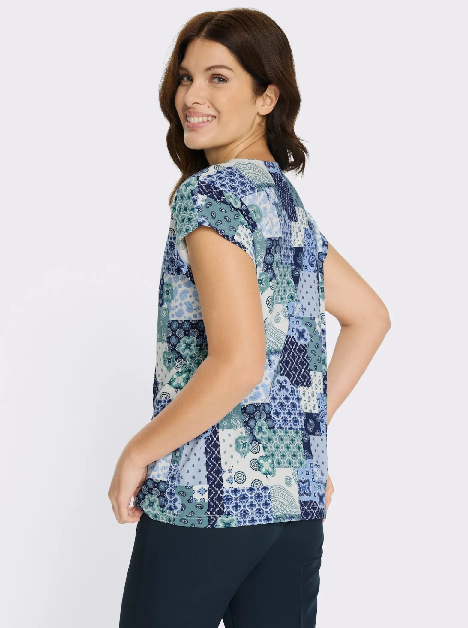 Print-Shirt mit überschnittenen Schultern