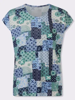 Print-Shirt mit überschnittenen Schultern