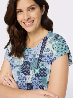 Print-Shirt mit überschnittenen Schultern