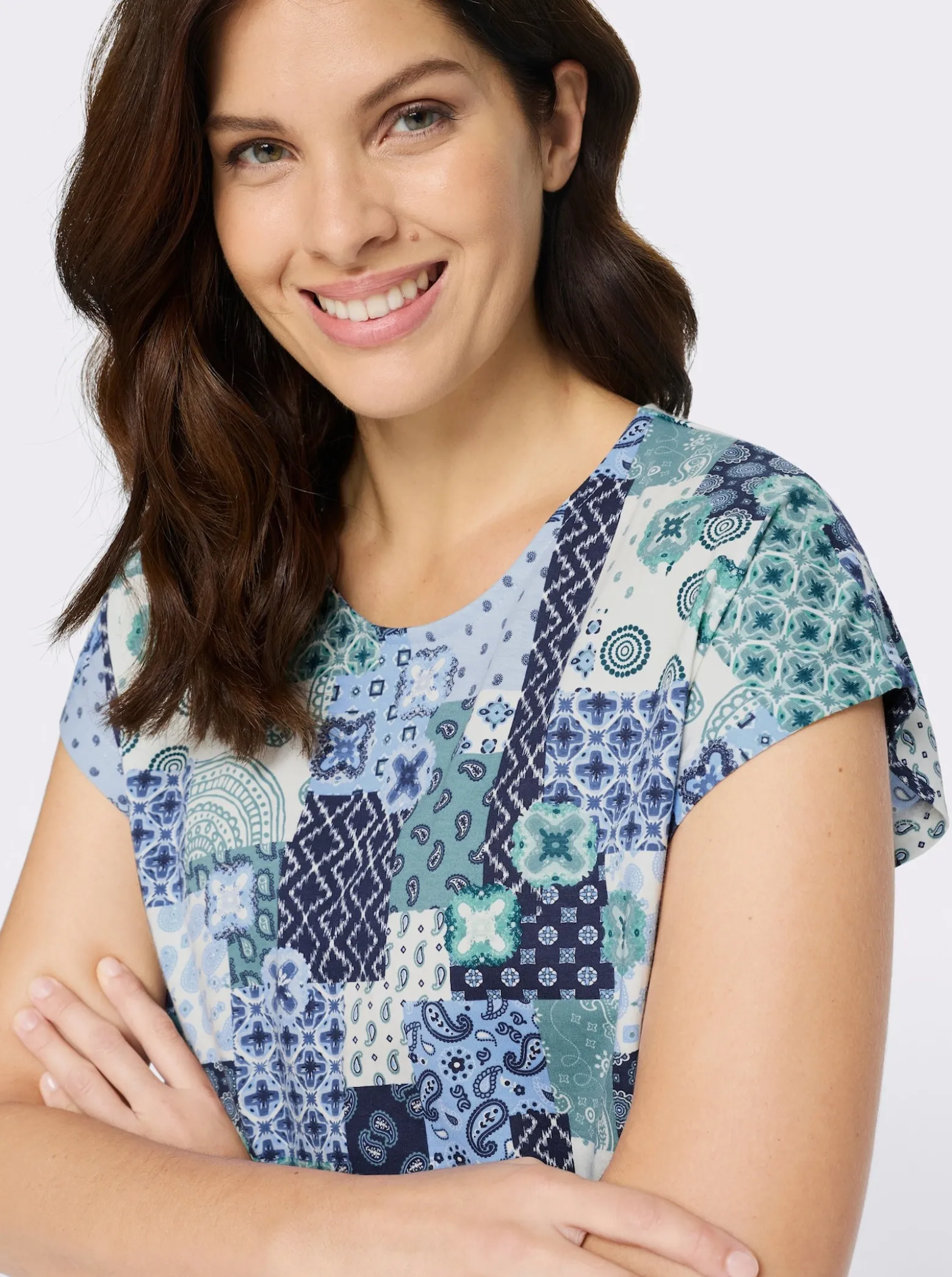 Print-Shirt mit überschnittenen Schultern