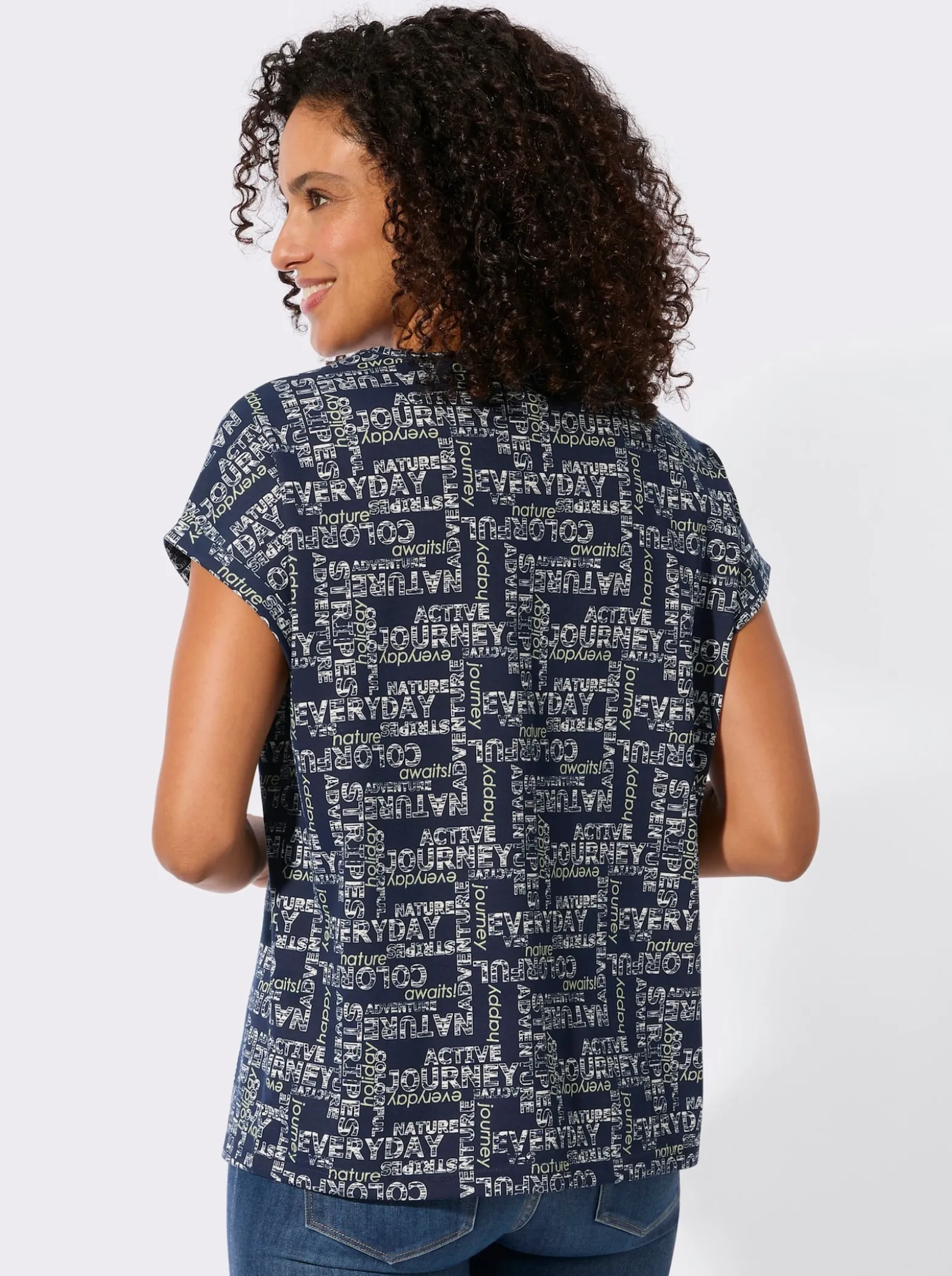 Print-Shirt mit überschnittenen Schultern