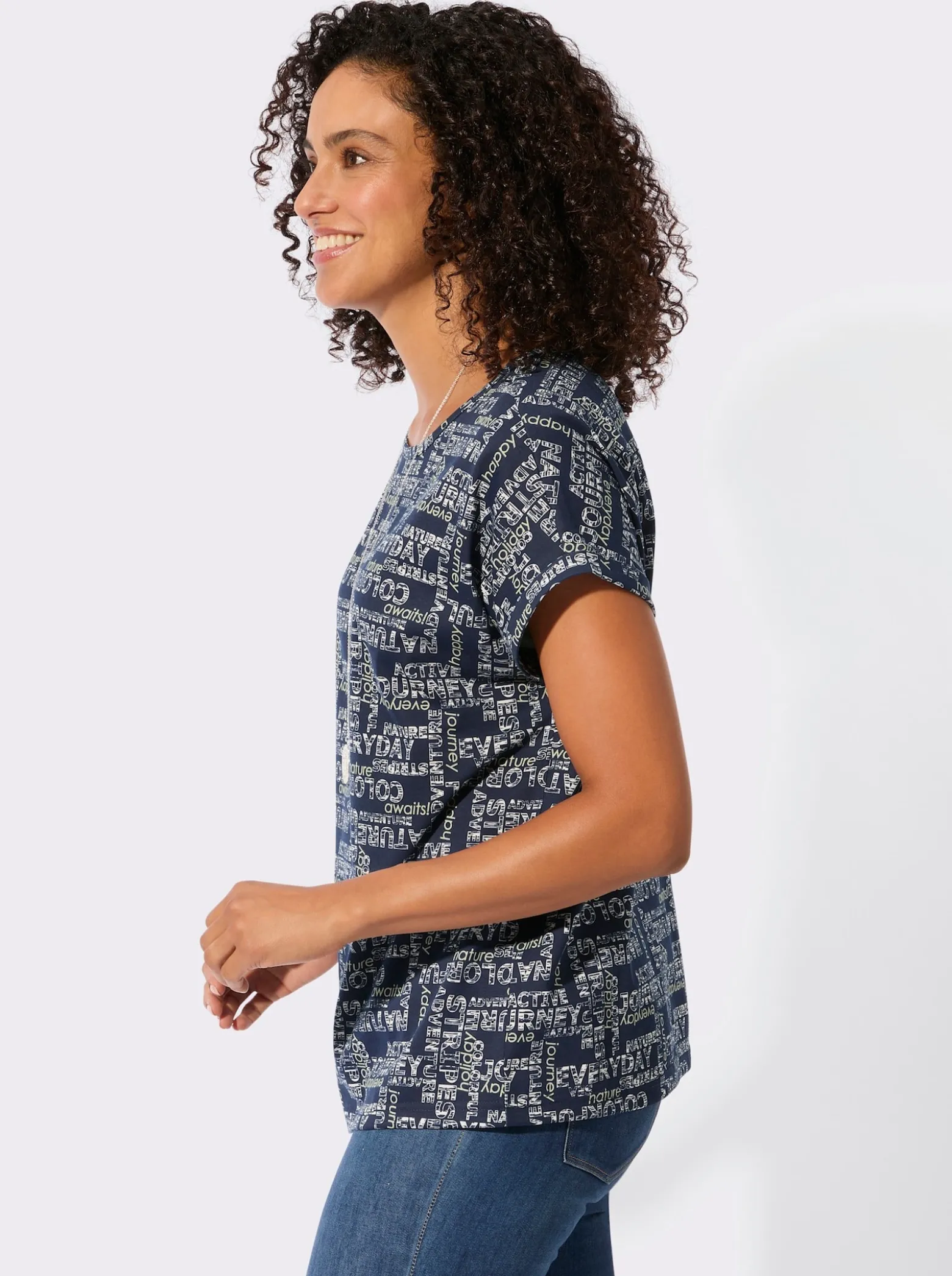 Print-Shirt mit überschnittenen Schultern