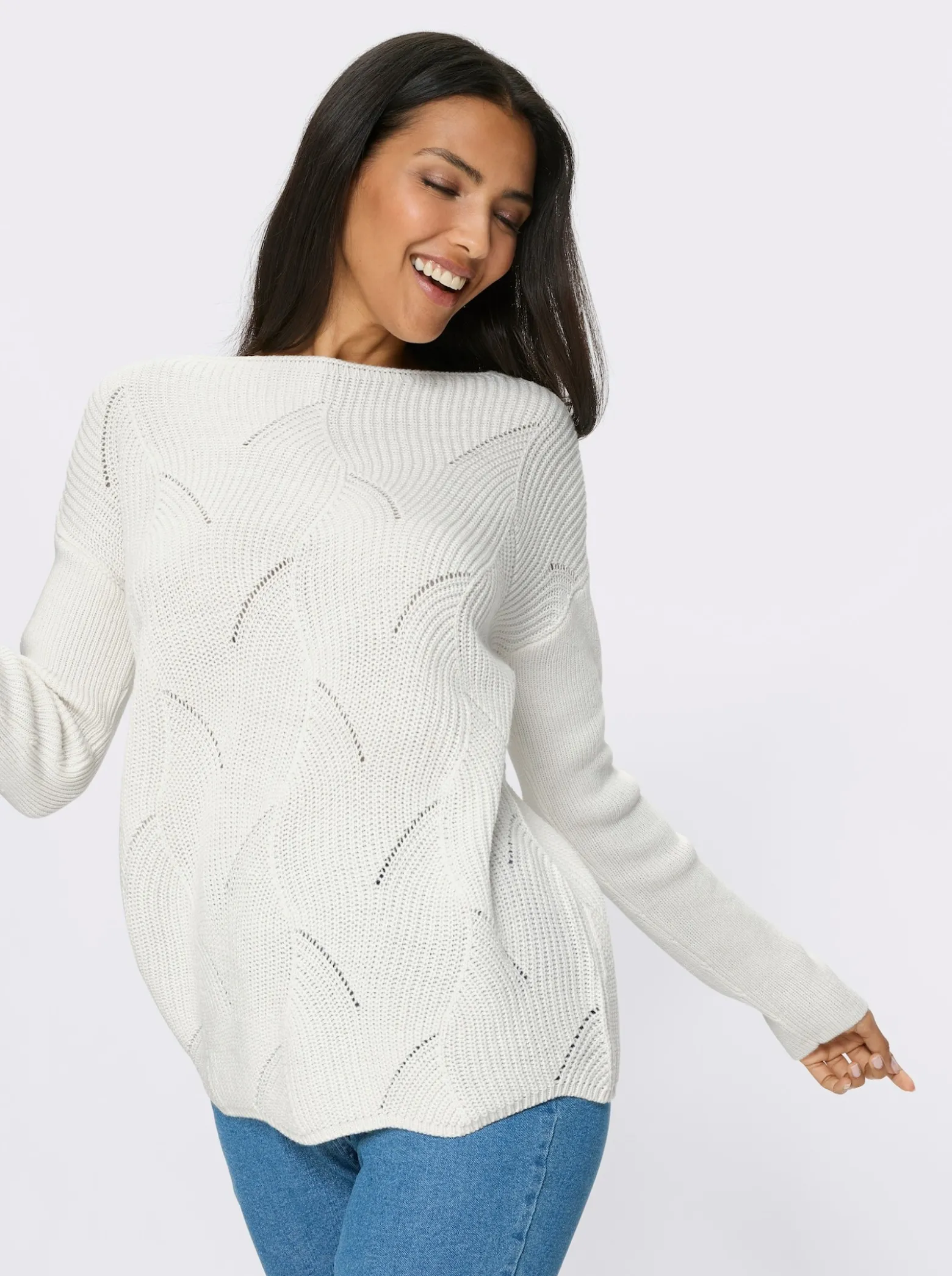 Pullover mit U-Boot-Ausschnitt
