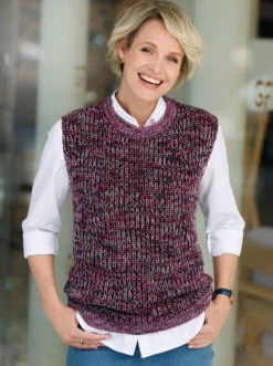 Pullunder mit Strickmuster, Melange-Garn
