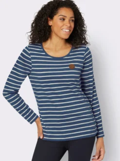 Ringelshirt mit Lederimitat-Patches