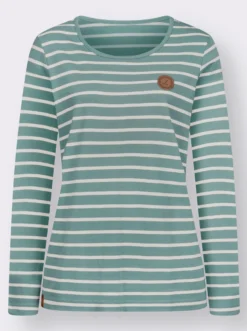 Ringelshirt mit Lederimitat-Patches