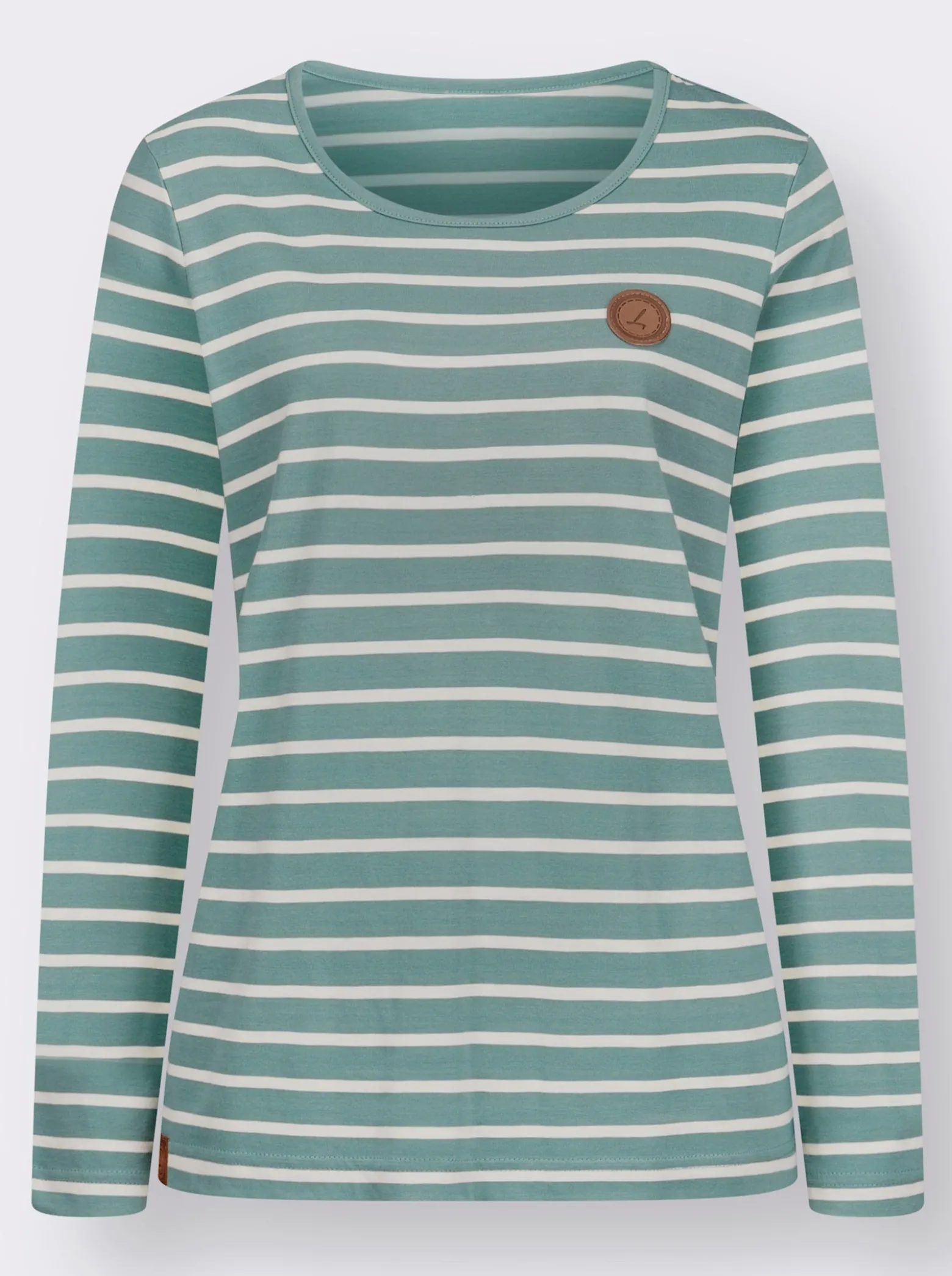 Ringelshirt mit Lederimitat-Patches