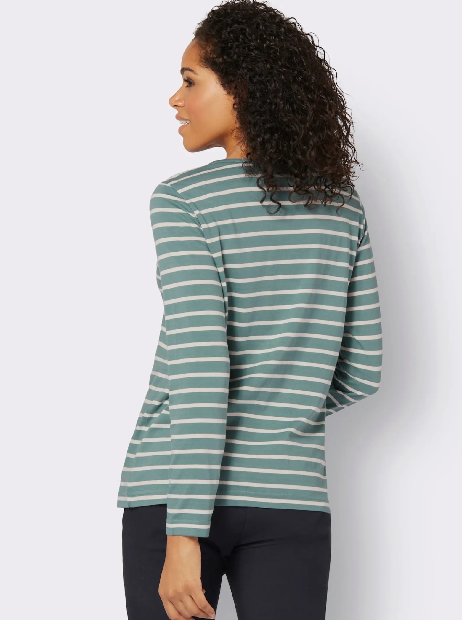 Ringelshirt mit Lederimitat-Patches