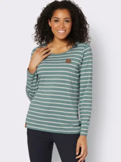 Ringelshirt mit Lederimitat-Patches