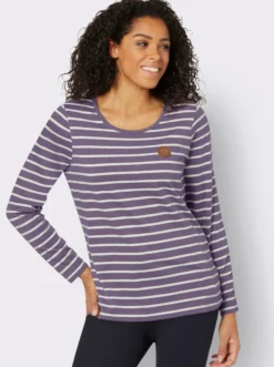 Ringelshirt mit Lederimitat-Patches