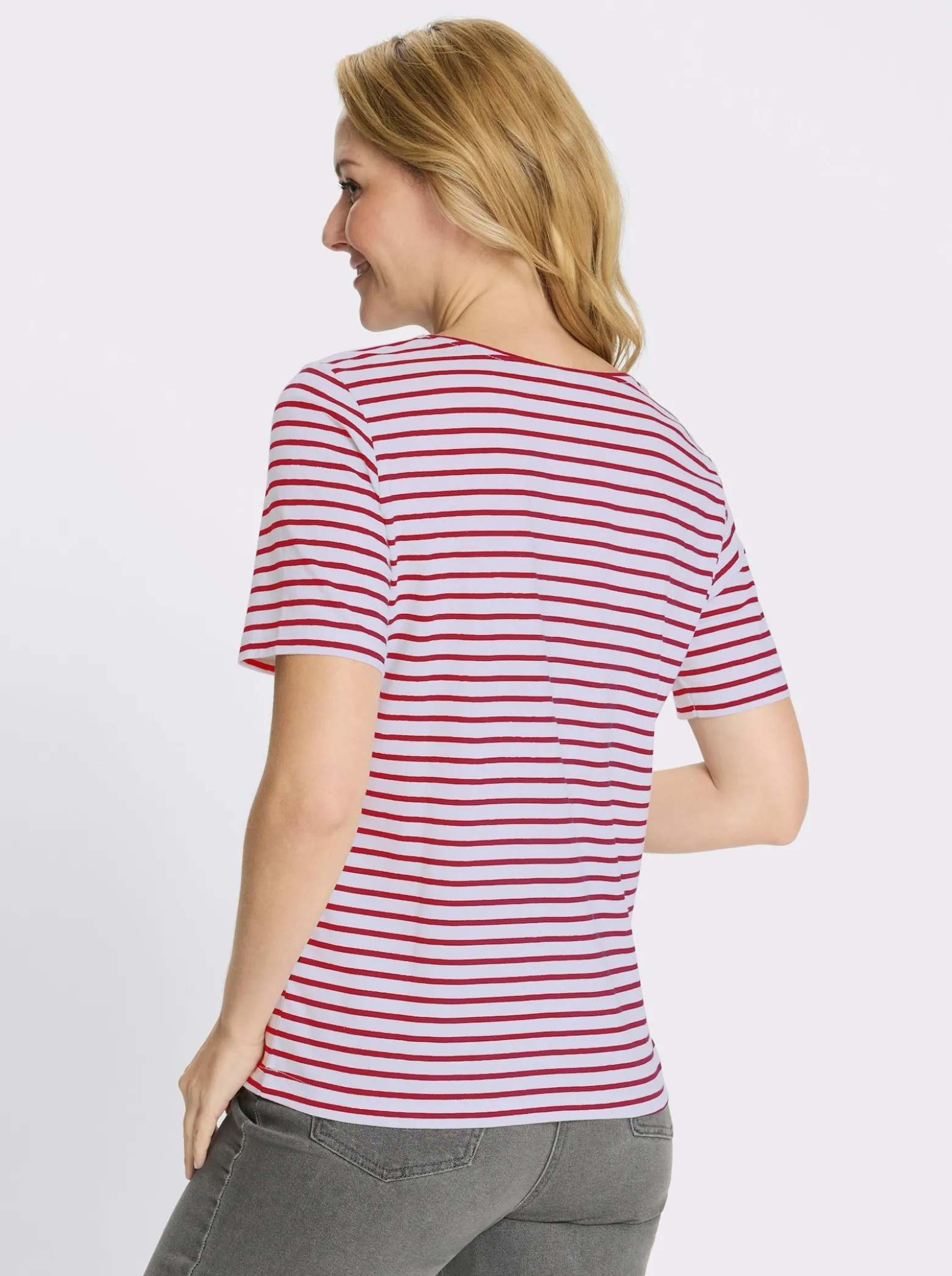 Ringelshirt mit Patch in Leder-Optik