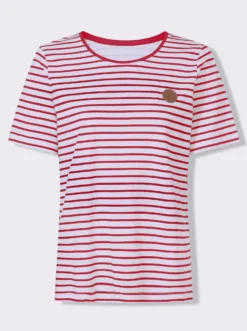 Ringelshirt mit Patch in Leder-Optik