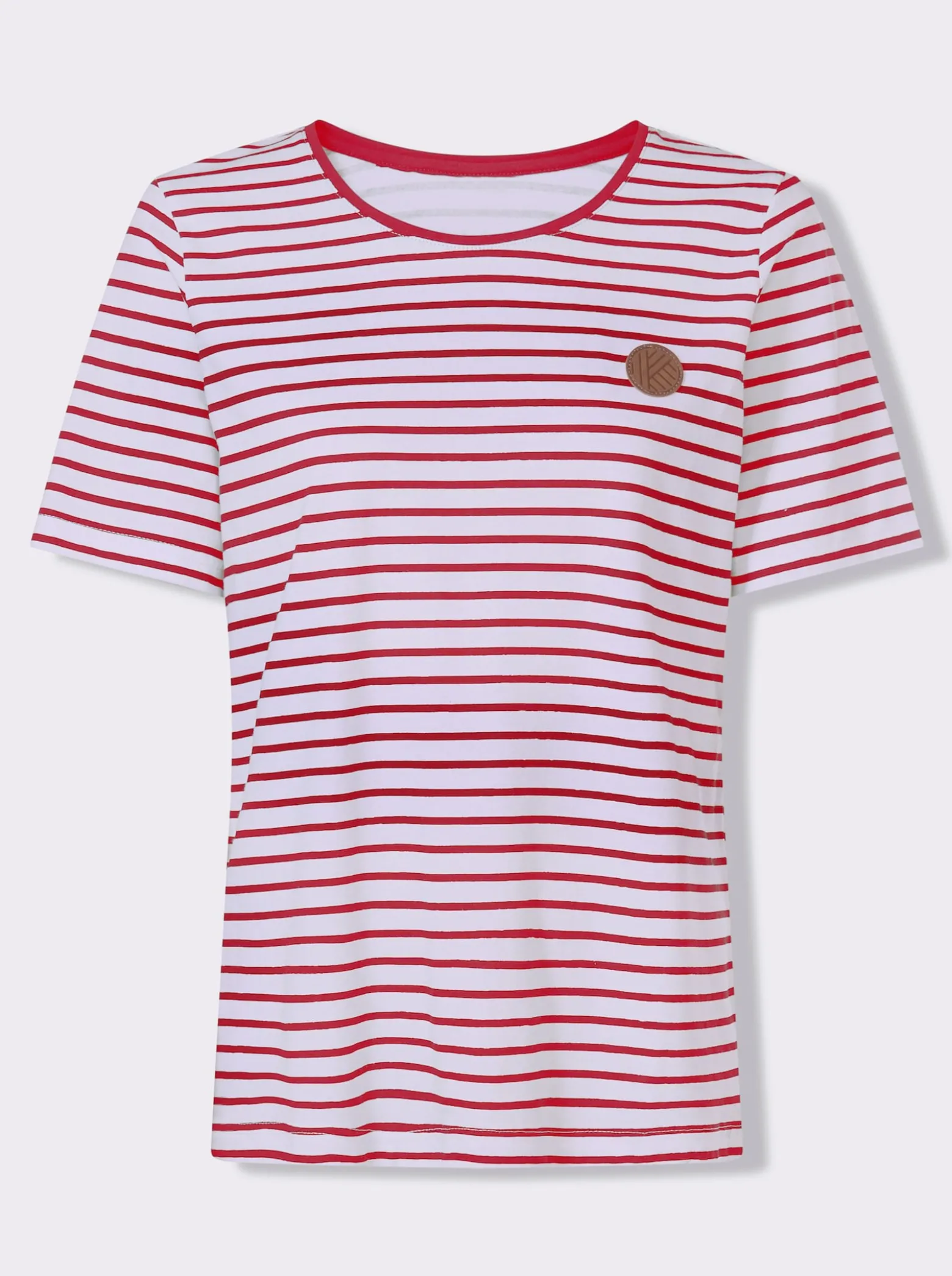 Ringelshirt mit Patch in Leder-Optik