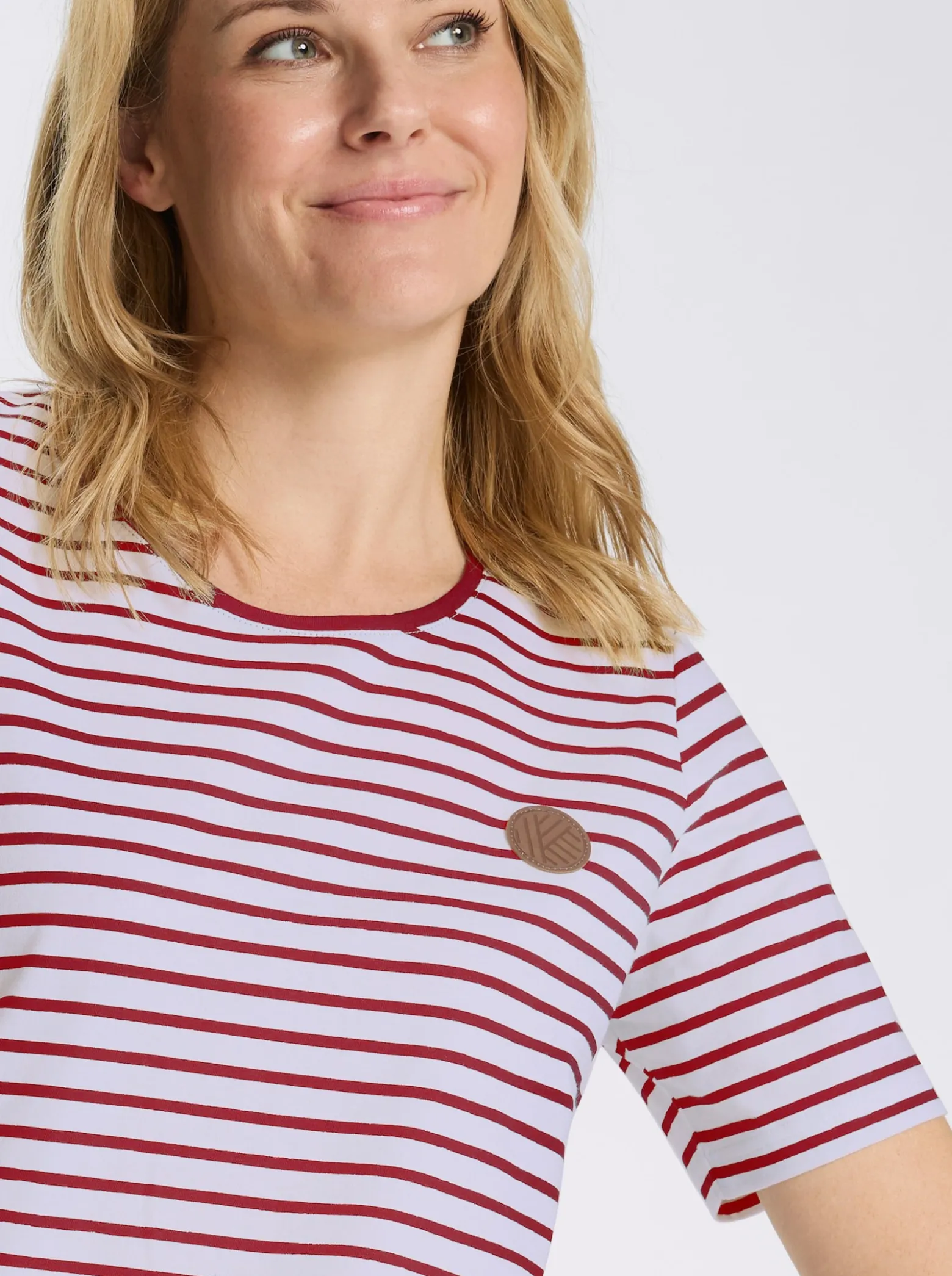 Ringelshirt mit Patch in Leder-Optik