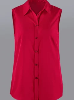 Ärmellose Bluse mit Hemdkragen