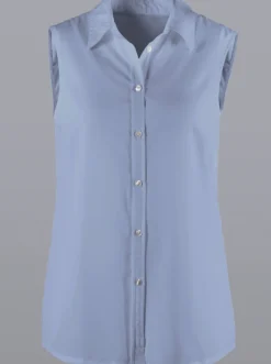 Ärmellose Bluse mit Hemdkragen