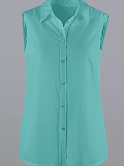 Ärmellose Bluse mit Hemdkragen