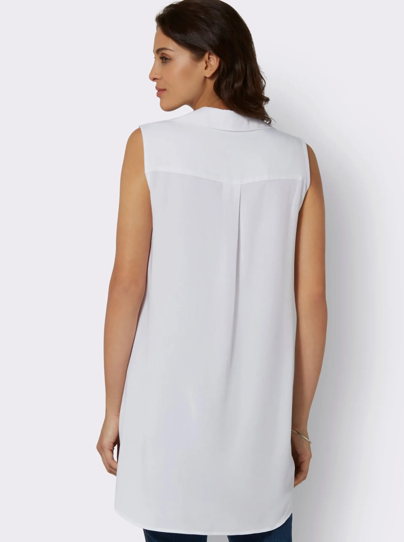 Ärmellose Bluse mit Zierknopfleiste