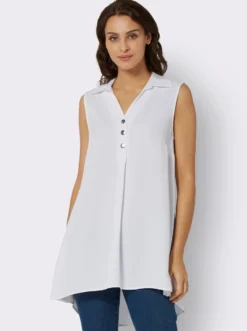 Ärmellose Bluse mit Zierknopfleiste